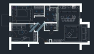 Grundriss - 3 Zimmer Kudamm Seitenstraße voll möbliert