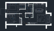 Grundriss - 3 Zimmer Kudamm Seitenstraße voll möbliert